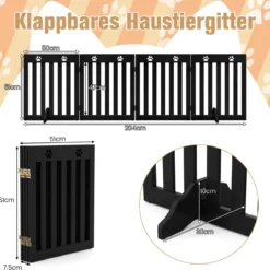 4 Paneelen Absperrgitter Hunde Schutzgitter klappbar Treppengitter 203 x 60 x 1,5 cm Braun