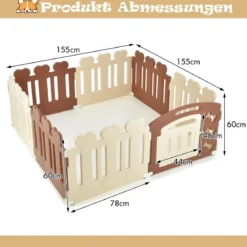 8-Panel Haustierlaufstall Haustier-Übungsstift Haustier-Zaun für Haustiere bis zu 35 cm Höhe Braun