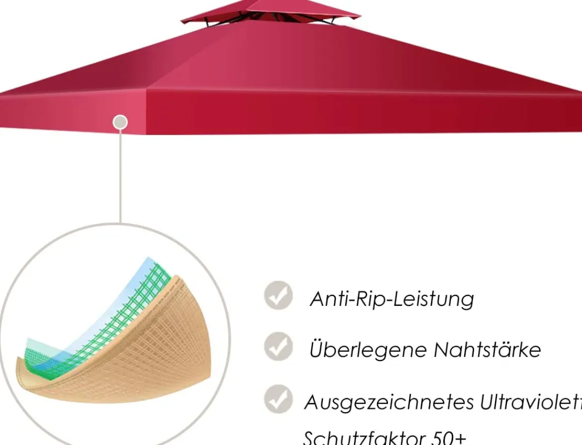 Pavillondach Ersatzdach Pavillonplane Dachabzug Kaminabzug für Pavillon 3 x 3 M