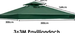 Pavillondach Ersatzdach Pavillonplane Dachabzug Kaminabzug für Pavillon 3 x 3 M