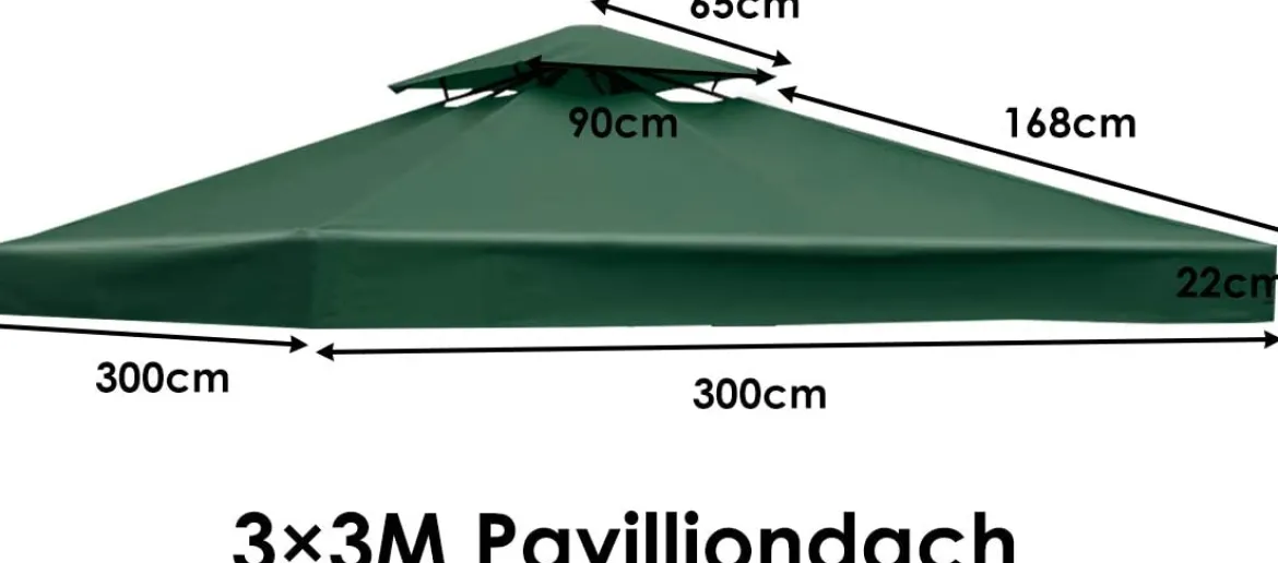 Pavillondach Ersatzdach Pavillonplane Dachabzug Kaminabzug für Pavillon 3 x 3 M