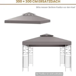 Pavillondach Ersatzdach Pavillonplane Dachabzug Kaminabzug für Pavillon 3 x 3 M