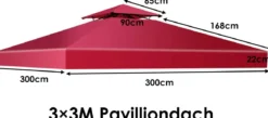 Pavillondach Ersatzdach Pavillonplane Dachabzug Kaminabzug für Pavillon 3 x 3 M