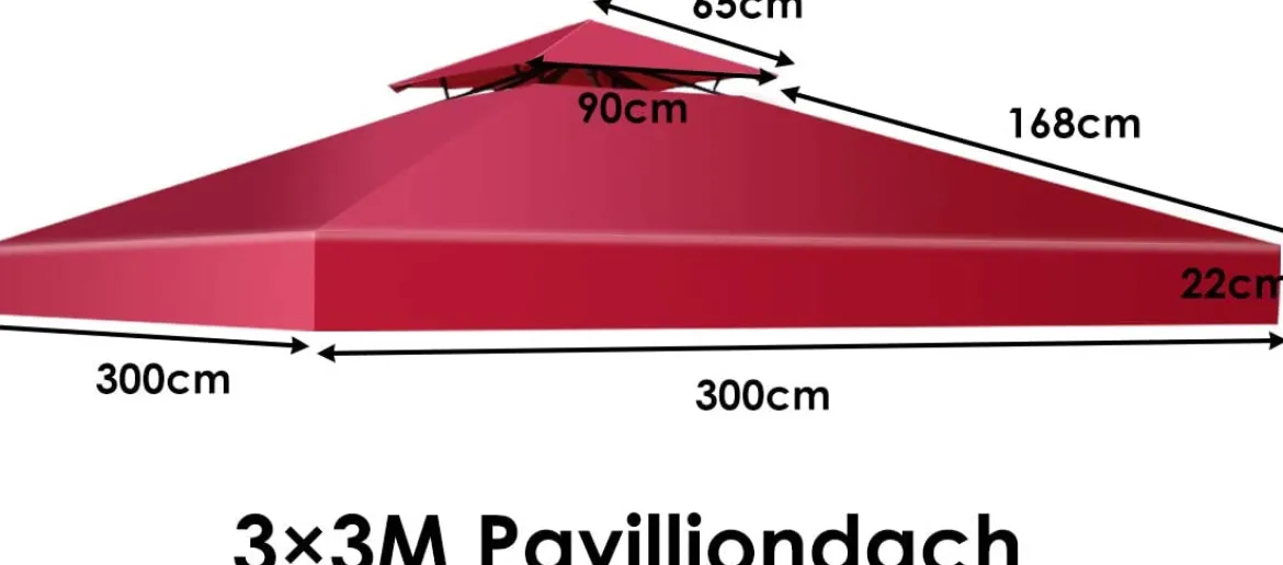 Pavillondach Ersatzdach Pavillonplane Dachabzug Kaminabzug für Pavillon 3 x 3 M