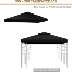 Pavillondach Ersatzdach Pavillonplane Dachabzug Kaminabzug für Pavillon 3 x 3 M