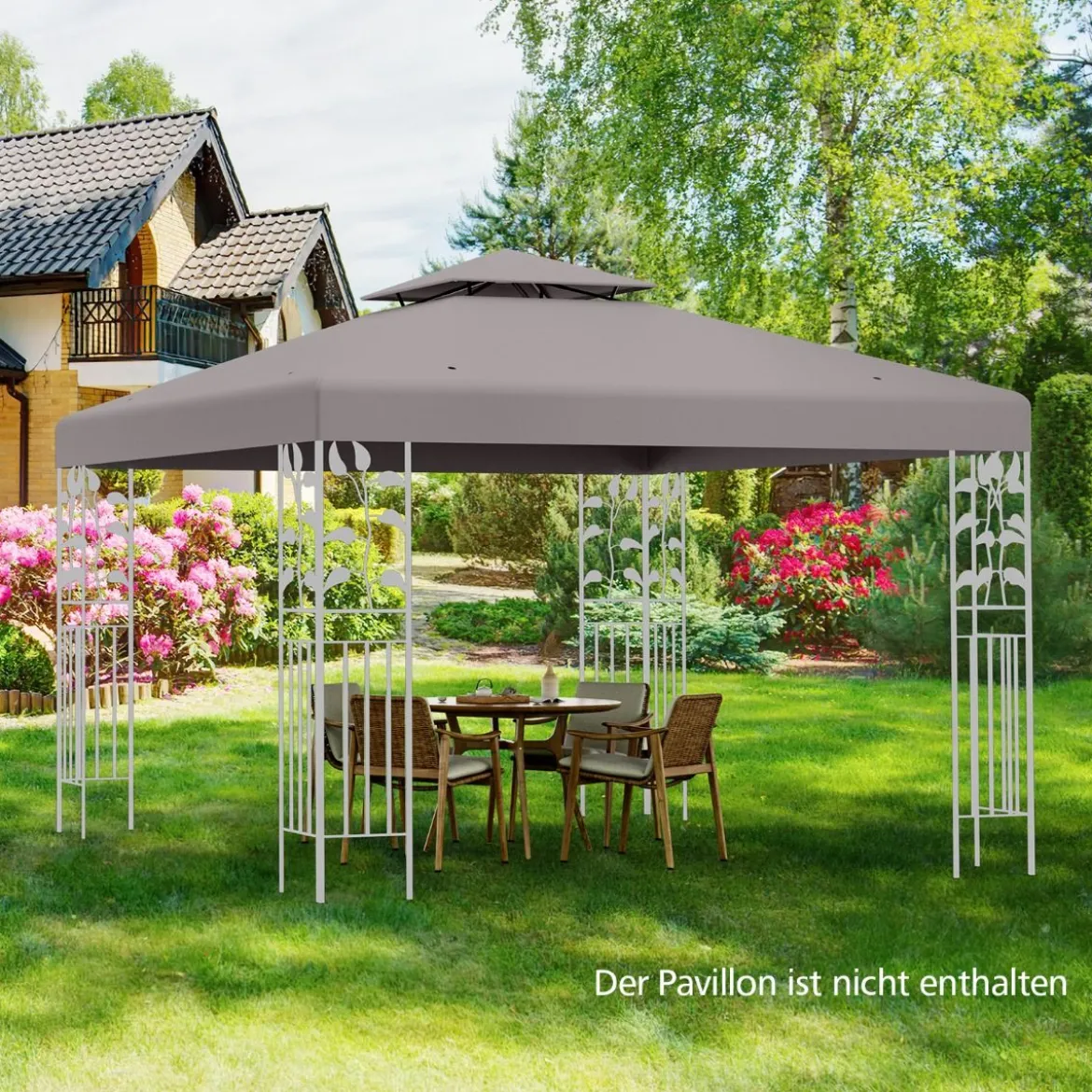 Pavillondach Ersatzdach Pavillonplane Dachabzug Kaminabzug für Pavillon 3 x 3 M