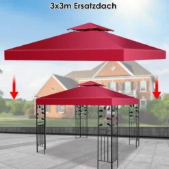 Pavillondach Ersatzdach Pavillonplane Dachabzug Kaminabzug für Pavillon 3 x 3 M