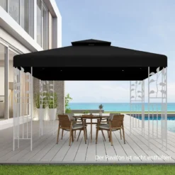 Pavillondach Ersatzdach Pavillonplane Dachabzug Kaminabzug für Pavillon 3 x 3 M