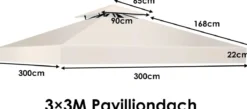Pavillondach Ersatzdach Pavillonplane Dachabzug Kaminabzug für Pavillon 3 x 3 M