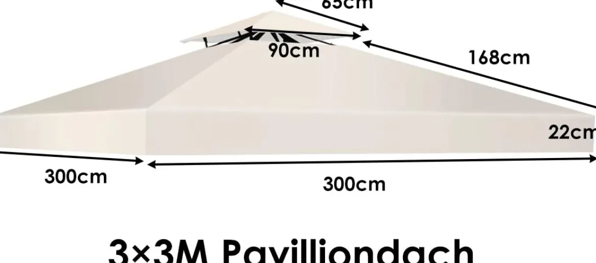 Pavillondach Ersatzdach Pavillonplane Dachabzug Kaminabzug für Pavillon 3 x 3 M
