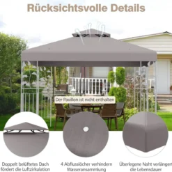 Pavillondach Ersatzdach Pavillonplane Dachabzug Kaminabzug für Pavillon 3 x 3 M