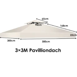 Pavillondach Ersatzdach Pavillonplane Dachabzug Kaminabzug für Pavillon 3 x 3 M