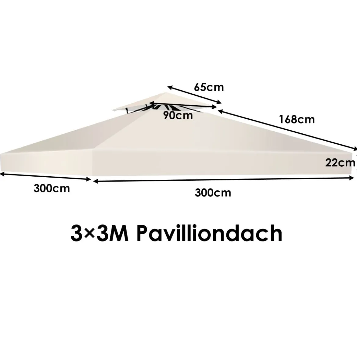 Pavillondach Ersatzdach Pavillonplane Dachabzug Kaminabzug für Pavillon 3 x 3 M