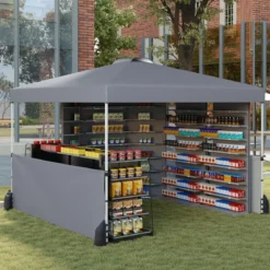 Pavillon 3 x 3m Faltpavillon mit 2 Seitenwänden & Tasche inkl. 4 Windseile & 4 Sandsäcke Grau