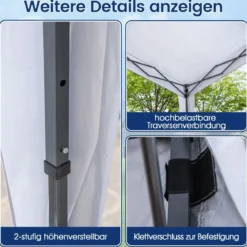 Pavillon 3x3 m Faltpavillon mit Rolltasche 8 Heringe & 4 Windseile Gartenpavillon Wasserdicht Stabil Winterfest (ohne Moskitonetz)