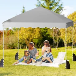Pavillon 3 x 3 m Faltpavillon Wasserdicht mit Rolltasche inkl. 4 Windseile & 4 Sandsäcke & 8 Heringe Grau