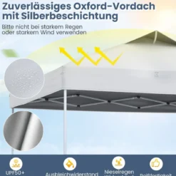 Pavillon 3x3m Faltpavillon wasserdicht stabil UV-Schutz 50+ Partyzelt Faltzelt Weiß