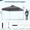 Pavillon 3x3m Faltpavillon wasserdicht stabil UV-Schutz 50+ Partyzelt Faltzelt Grau
