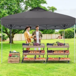 Pavillon 3x3m Faltpavillon wasserdicht stabil UV-Schutz 50+ Partyzelt Faltzelt Grau