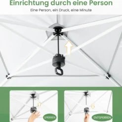 Pavillon 3x6m Pop-up Faltpavillon mit Metallrahmen 6 Seitenwänden & 6 Sandsäcke Gartenpavillon Grau/Weiß