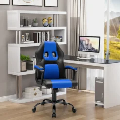 PC Gaming-Stuhl Ergonomischer Computerstuhl mit Rückenlehne Blau