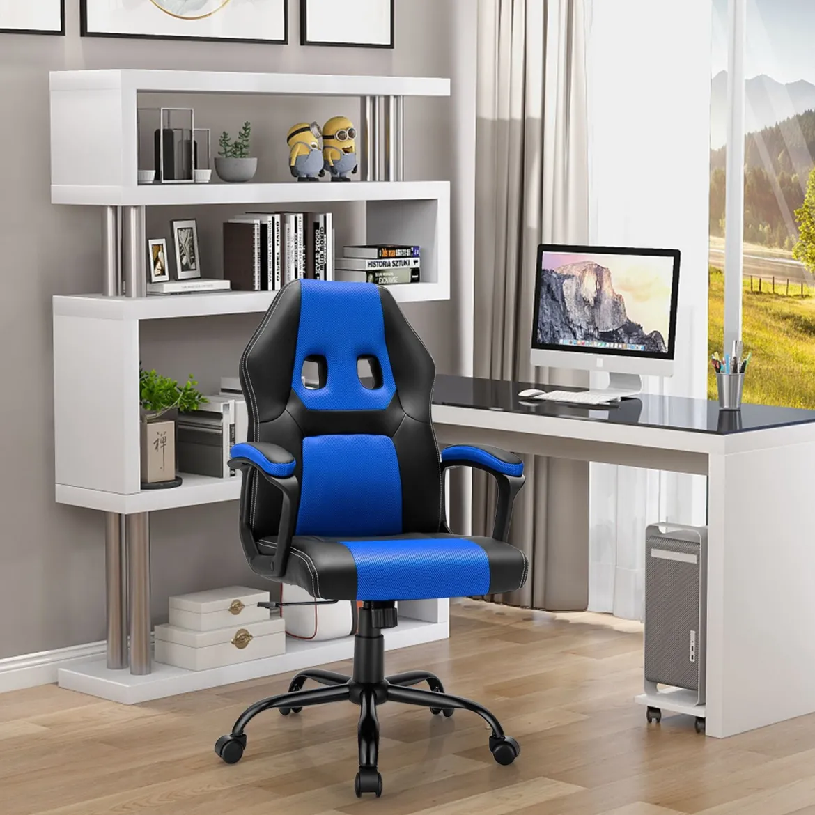 PC Gaming-Stuhl Ergonomischer Computerstuhl mit Rückenlehne Blau
