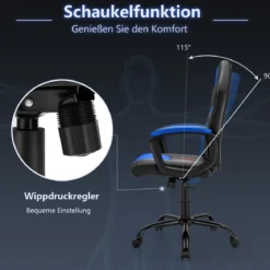 PC Gaming-Stuhl Ergonomischer Computerstuhl mit Rückenlehne Blau