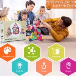 88 pädagogischer magnetischer Baukasten aus hochwertigem ABS geeignet für Kinder Bunt