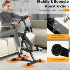 Pedaltrainer für Senioren Fitnessgerät für Hand 43-53 x 45 x 87-100 cm Schwarz + Orange