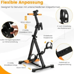 Pedaltrainer für Senioren Fitnessgerät für Hand 43-53 x 45 x 87-100 cm Schwarz + Orange