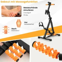 Pedaltrainer für Senioren Fitnessgerät für Hand 43-53 x 45 x 87-100 cm Schwarz + Orange
