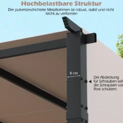 Pergola mit 2 verstellbaren Dächern 3,05x3,05m Pavillon wasserdicht stabil Winterfest Grau