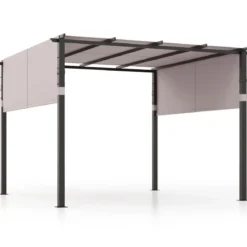 Pergola mit 2 verstellbaren Dächern 3,05x3,05m Pavillon wasserdicht stabil Winterfest Grau