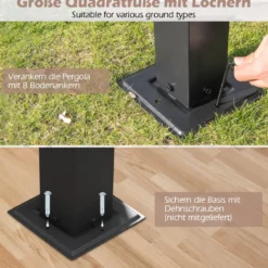 Pergola mit 2 verstellbaren Dächern 3,05x3,05m Pavillon wasserdicht stabil Winterfest Grau