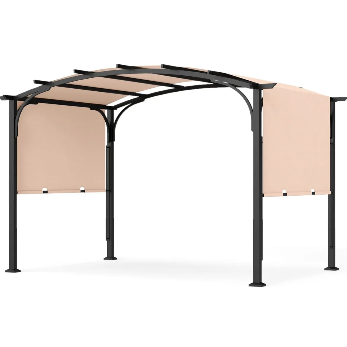 Pergola Pavillon mit Verstellbarem Schiebedach 3 x 2,4 m Gartenpavillon mit Sonnenschutz Beige