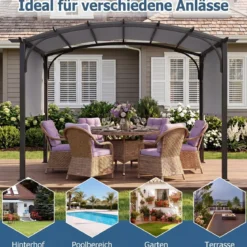 Pergola Pavillon mit Verstellbarem Schiebedach 3 x 2,4 m Gartenpavillon mit Sonnenschutz Grau