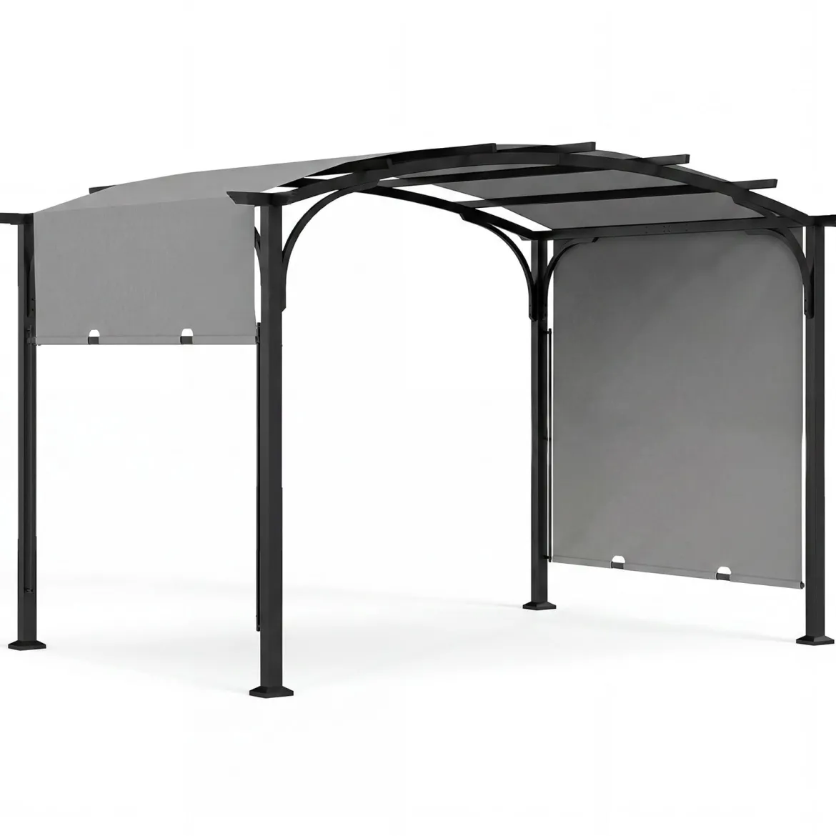 Pergola Pavillon mit Verstellbarem Schiebedach 3 x 2,4 m Gartenpavillon mit Sonnenschutz Grau