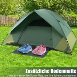 2 Personen Campingzelt mit Abnehmbarem Regenschutz & Doppellagiger Tür & 2 Netzfenstern & Tragetasche