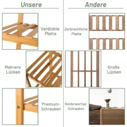 Pflanzenregal Bambus Standregal mit 5 Ebenen Blumentreppe Pflanzenständer mit Hängegestell 114 x 31 x 141 cm Natur
