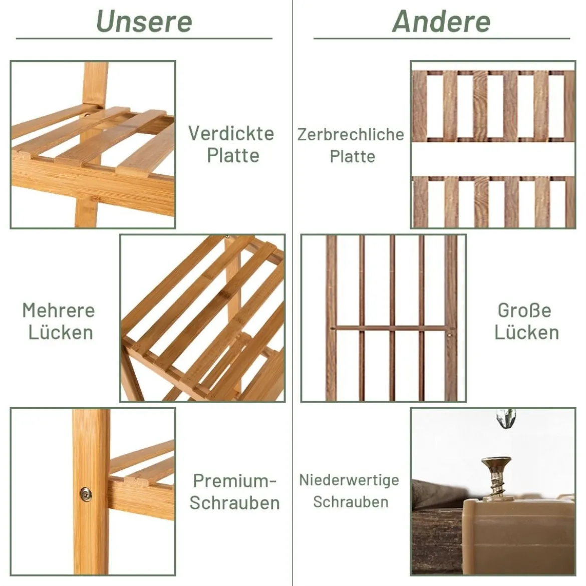 Pflanzenregal Bambus Standregal mit 5 Ebenen Blumentreppe Pflanzenständer mit Hängegestell 114 x 31 x 141 cm Natur