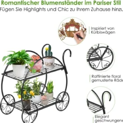 Pflanzenregal Blumenregal 2-Stufig Blumenständer Freistehend 60 x 35 x 66 cm Schwarz