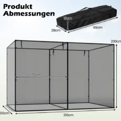 Pflanzenschutznetz mit Rolltor inkl. Tragetasche & 6 Erdnägeln Gemüseschutznetz 310 x 200 x 200 cm