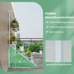 Pflanzenständer mit Rankgitter Metall Blumentreppe auf Rollen Mehrzweckregal 80 x 85 x 175 cm Weiß