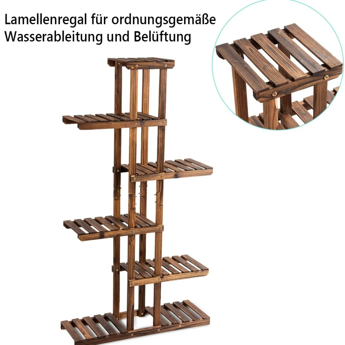 Pflanzentreppe Garten Blumenregal Blumenständer Holz 75x25x140cm