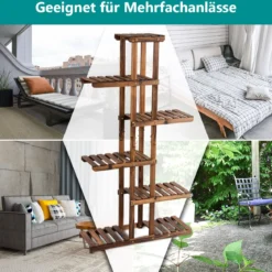 Pflanzentreppe Garten Blumenregal Blumenständer Holz 75x25x140cm