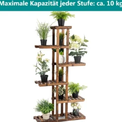 Pflanzentreppe Garten Blumenregal Blumenständer Holz 75x25x140cm