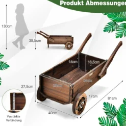 Pflanzenwagen Dekorativer Blumenwagen mit Rädern 81 x 40 x 38,5 cm Braun