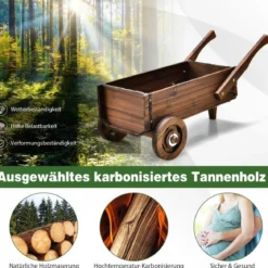 Pflanzenwagen Dekorativer Blumenwagen mit Rädern 81 x 40 x 38,5 cm Braun