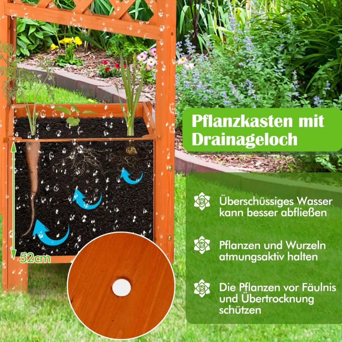 Pflanzkasten 180 cm Hohes Gartenbeet mit Spalier Orange