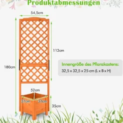 Pflanzkasten 180 cm Hohes Gartenbeet mit Spalier Orange
